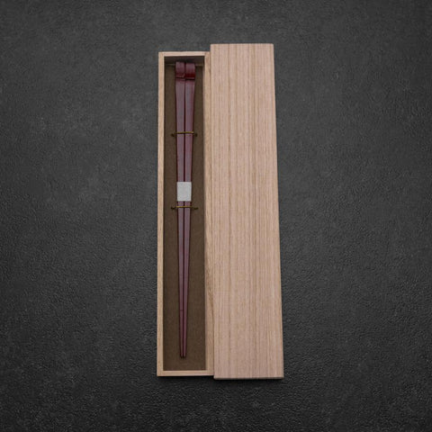 Kagoshima Bambus Rote Essstäbchen 230mm mit Paulownia-Holzbox-[Musashi]-[Japan-Küchenmesser]
