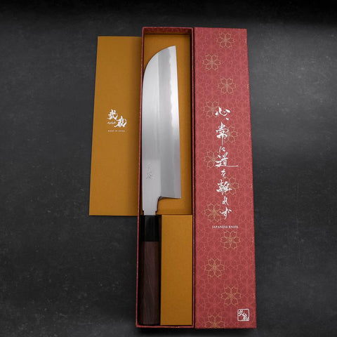 Kama Usuba White Steel #1 Kagami Büffelhorn und Walnussholz Griff 240mm-[Musashi]-[Japan-Küchenmesser]