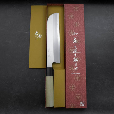 Kama Usuba White Steel #2 Kasumi Büffelhorn und Magnolienholz Griff 225mm-[Musashi]-[Japan-Küchenmesser]