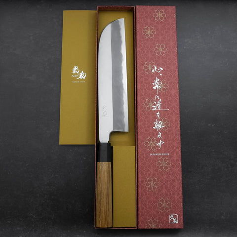 Kama Usuba White Steel #2 Kasumi Büffelhorn und Teakholz Griff 240mm-[Musashi]-[Japan-Küchenmesser]