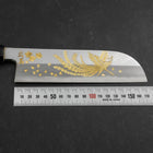 Kama Usuba White Steel #2 Kasumi Chokin Phoenix-Sakura Büffelhorn und Ebenholz Griff 180mm-[Musashi]-[Japan-Küchenmesser]
