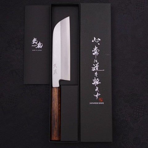 Kama Usuba(Kansai) Blue Steel #2 Kasumi Sumi Urushi Griff 180mm-[Musashi]-[Japan-Küchenmesser]