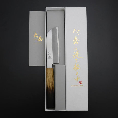 Kawamuki White Steel #1 Poliert Yaki Urushi Griff 110mm-[Musashi]-[Japan-Küchenmesser]