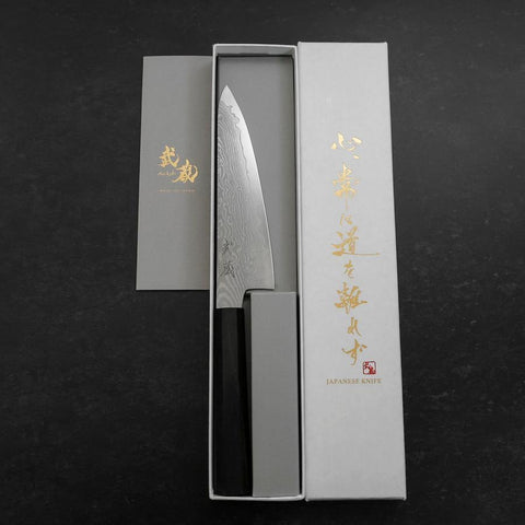 Kengata Petty VG-10 Damast Eschenholz Griff 145mm-[Musashi]-[Japan-Küchenmesser]