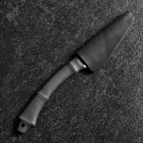 Kiridashi Messer D2 Poliert Edelstahl Bambus Design Griff 70mm mit Lederscheide-[Musashi]-[Japan-Küchenmesser]