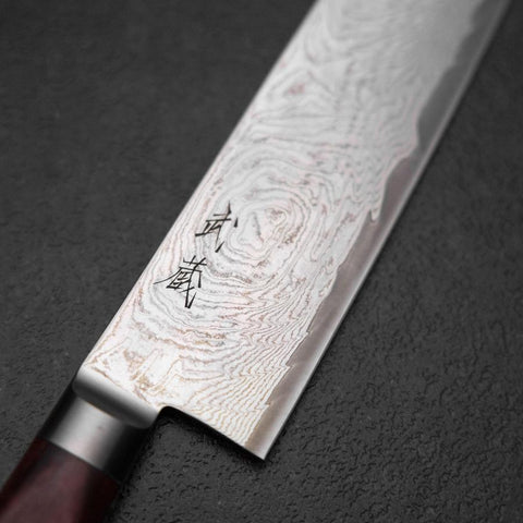 Kiritsuke AUS-10 Damast Roter Westlicher Griff 210mm-[Musashi]-[Japan-Küchenmesser]