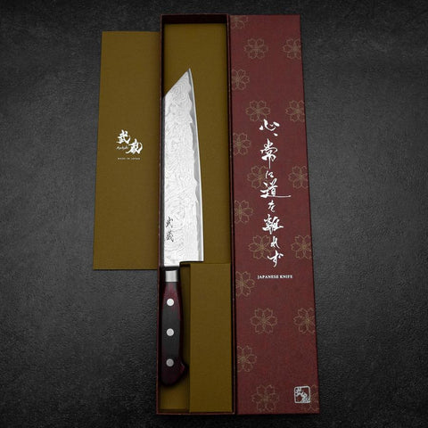 Kiritsuke AUS-10 Damast Roter Westlicher Griff 210mm-[Musashi]-[Japan-Küchenmesser]