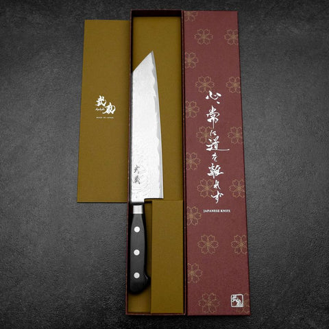 Kiritsuke AUS-10 Damast Schwarzer Westlicher Griff 210mm-[Musashi]-[Japan-Küchenmesser]