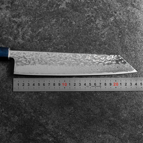 Kiritsuke AUS-10 Kagami Tsuchime Damast Dunkelblauer Urushi Griff 240mm-[Musashi]-[Japan-Küchenmesser]
