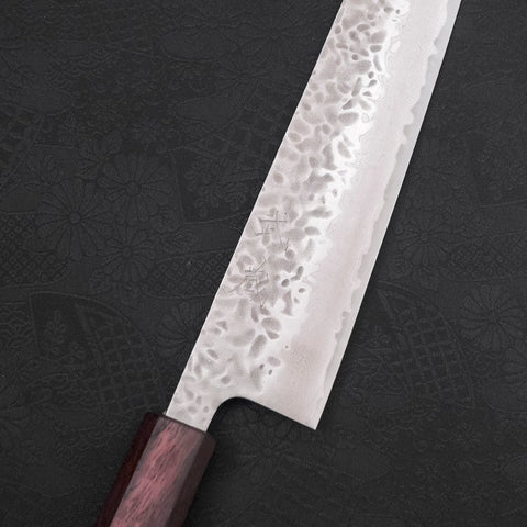Kiritsuke AUS-10 Tsuchime Damast Lila Urushi Griff 210mm-[Musashi]-[Japan-Küchenmesser]