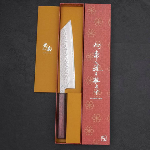 Kiritsuke AUS-10 Tsuchime Damast Lila Urushi Griff 210mm-[Musashi]-[Japan-Küchenmesser]
