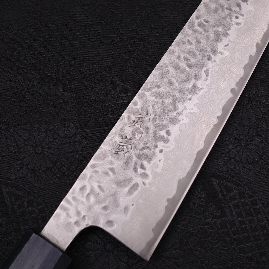 Kiritsuke AUS-10 Tsuchime Damast Urushi Griff Dunkelblau 210mm-[Musashi]-[Japan-Küchenmesser]