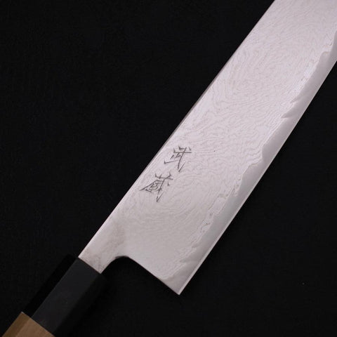 Kiritsuke AUS-10 Wellen-Nickel Damast Büffelhorn und Magnolienholz Griff 240mm-[Musashi]-[Japan-Küchenmesser]