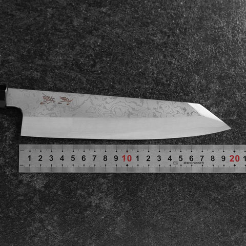 Kiritsuke Blue Steel #1 Suminagashi Büffelhorn und Ebenholz Griff 200mm-[Musashi]-[Japan-Küchenmesser]