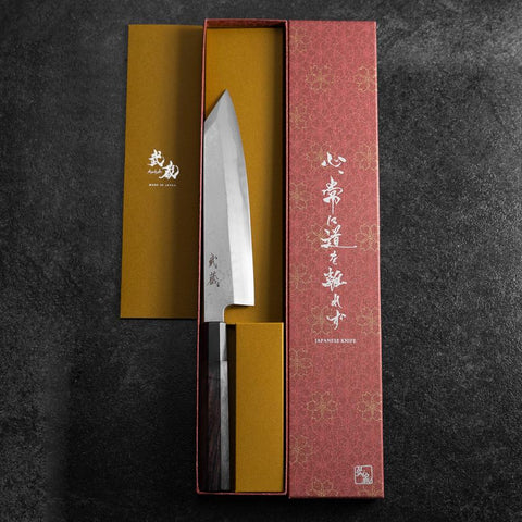 Kiritsuke Blue Steel #1 Suminagashi Büffelhorn und Ebenholz Griff 200mm-[Musashi]-[Japan-Küchenmesser]