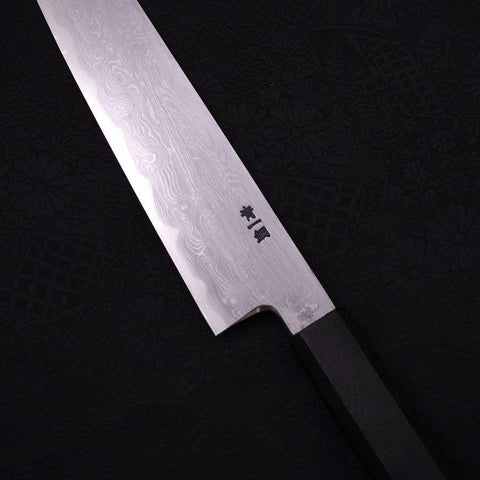 Kiritsuke Blue Steel #1 Suminagashi Schwarzer Ishime Griff 200mm-[Musashi]-[Japan-Küchenmesser]