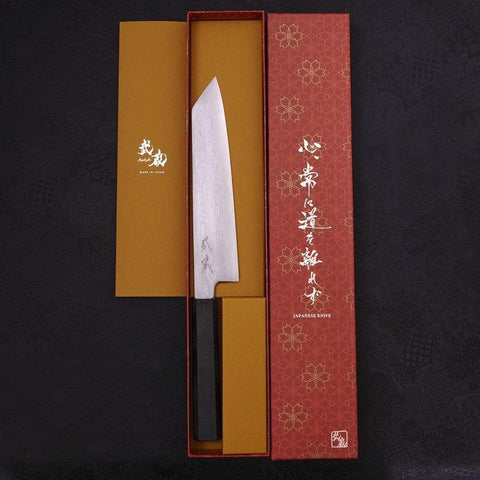 Kiritsuke Blue Steel #1 Suminagashi Schwarzer Ishime Griff 200mm-[Musashi]-[Japan-Küchenmesser]
