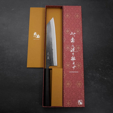 Kiritsuke Blue Steel #2 Kurouchi Büffelhorn und Ebenholz Griff 210mm-[Musashi]-[Japan-Küchenmesser]