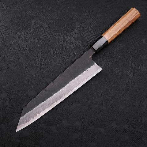 Kiritsuke Blue Steel #2 Kurouchi Damast Büffelhorn und Teakholz Griff 210mm-[Musashi]-[Japan-Küchenmesser]