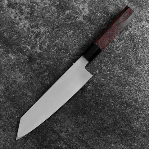 Kiritsuke Blue Steel #2 Kurouchi Nashiji Büffelhorn und Walnussholz Griff 200mm-[Musashi]-[Japan-Küchenmesser]
