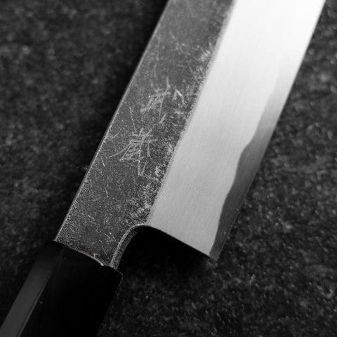 Kiritsuke Blue Steel #2 Kurouchi Nashiji Büffelhorn und Walnussholz Griff 200mm-[Musashi]-[Japan-Küchenmesser]