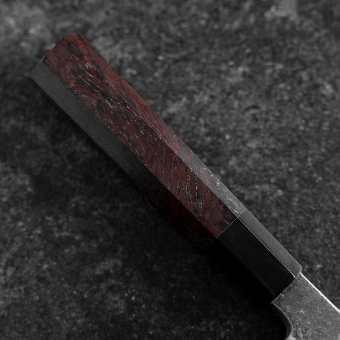 Kiritsuke Blue Steel #2 Kurouchi Nashiji Büffelhorn und Walnussholz Griff 200mm-[Musashi]-[Japan-Küchenmesser]