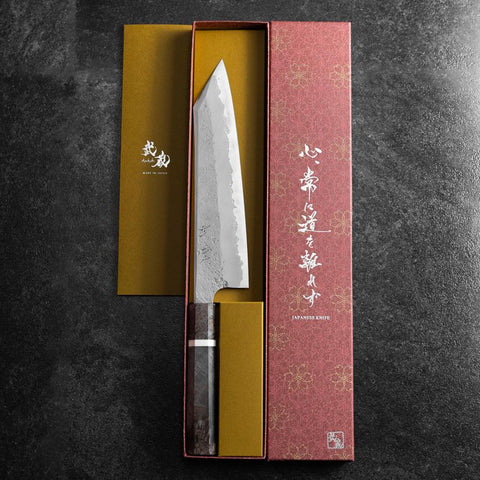 Kiritsuke Blue Steel #2 Nashiji Damast Ahornholz Griff 230mm-[Musashi]-[Japan-Küchenmesser]