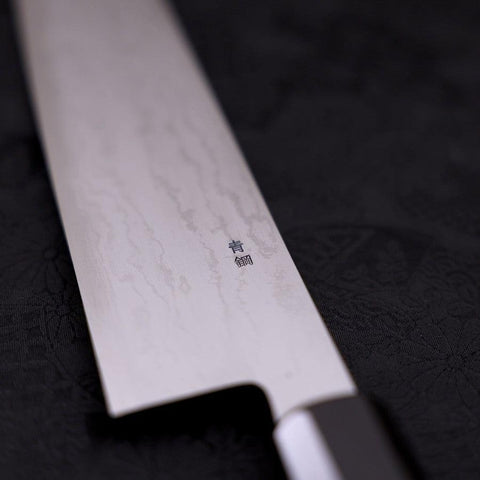 Kiritsuke Blue Steel #2 Suminagashi Büffelhorn und Ebenholz Griff 240mm-[Musashi]-[Japan-Küchenmesser]