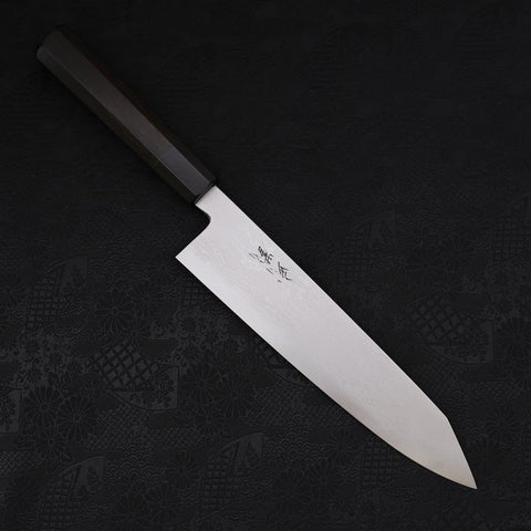 Kiritsuke Blue Steel #2 Suminagashi Buffalo Ebony Handle 240mm (9.4”)-[Musashi]-[Japanese-Kitchen-Knives]