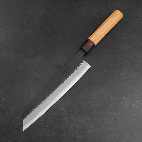 Kiritsuke Blue Super Kurouchi Tsuchime Zelkove Griff 210mm-[Musashi]-[Japan-Küchenmesser]