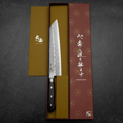 Kiritsuke Blue Super Tsuchime Brauner Westlicher Griff 210mm-[Musashi]-[Japan-Küchenmesser]