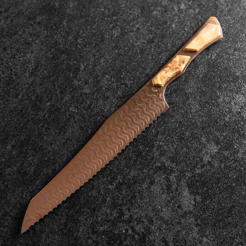 Kiritsuke Brotmesser VG-10 Kagami Damast Ahornholz Griff 210mm - Braun-[Musashi]-[Japan-Küchenmesser]