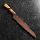Kiritsuke Brotmesser VG-10 Kagami Damast Ahornholz Griff 210mm - Braun-[Musashi]-[Japan-Küchenmesser]
