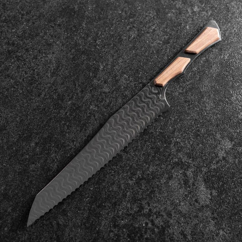 Kiritsuke Brotmesser VG-10 Kagami Damast Ahornholz Griff 210mm - Schwarz-[Musashi]-[Japan-Küchenmesser]