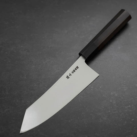 Kiritsuke Deba Honyaki Silver Steel #3 Mirror Buffalo Ebony Handle 180mm (7”)-[Musashi]-[Japan-Küchenmesser]