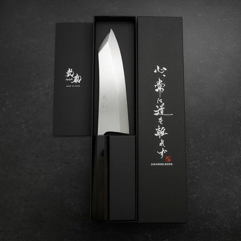 Kiritsuke Deba Honyaki Silver Steel #3 Mirror Buffalo Ebony Handle 180mm (7”)-[Musashi]-[Japan-Küchenmesser]