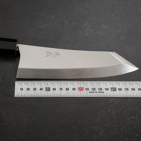 Kiritsuke Deba Honyaki Silver Steel #3 Kagami Büffelhorn und Ebenholz Griff 180mm-[Musashi]-[Japan-Küchenmesser]