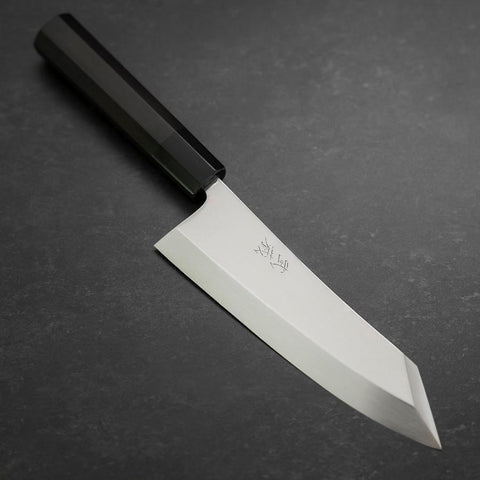 Kiritsuke Deba Honyaki Silver Steel #3 Kagami Büffelhorn und Ebenholz Griff 180mm-[Musashi]-[Japan-Küchenmesser]