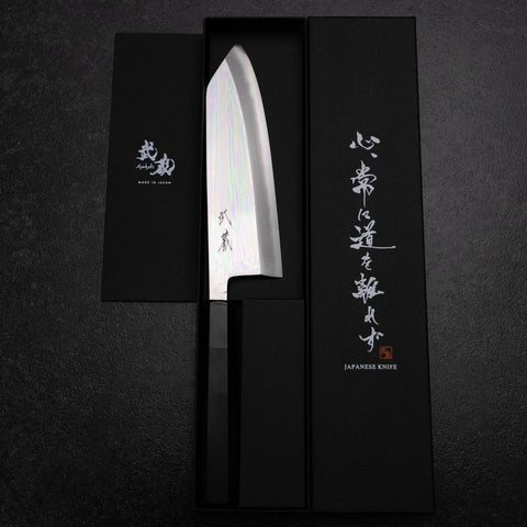 Kiritsuke Deba Silver Steel #3 Mirror Buffalo Ebony Handle 180mm (7”)-[Musashi]-[Japan-Küchenmesser]