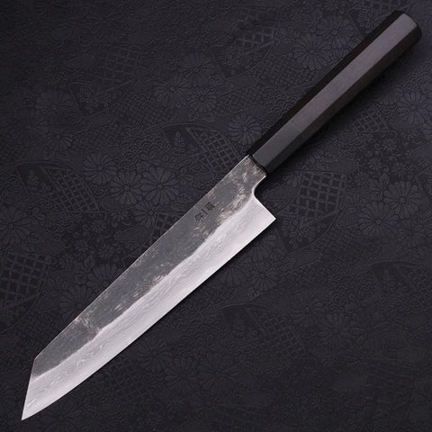 Kiritsuke Gyuto Blue Steel #1 Kurouchi Suminagashi Buffalo Ebony Handle 200mm (7.9”)-[Musashi]-[Japan-Küchenmesser]