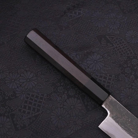 Kiritsuke Gyuto Blue Steel #1 Kurouchi Suminagashi Buffalo Ebony Handle 200mm (7.9”)-[Musashi]-[Japan-Küchenmesser]