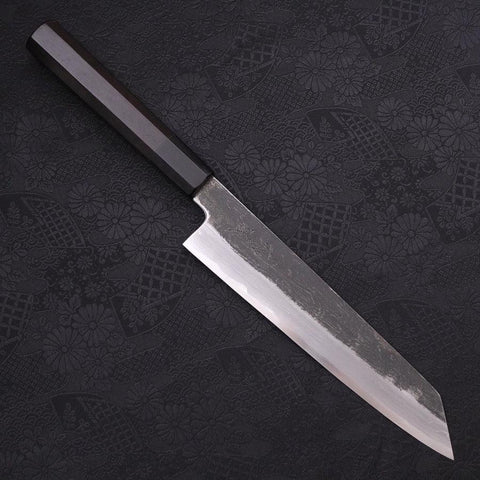Kiritsuke Gyuto Blue Steel #1 Kurouchi Suminagashi Buffalo Ebony Handle 200mm (7.9”)-[Musashi]-[Japan-Küchenmesser]
