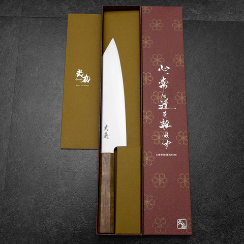 Kiritsuke Gyuto Blue Steel #2 Poliert Olivenholz Griff 210mm-[Musashi]-[Japan-Küchenmesser]