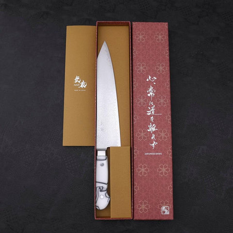 Kiritsuke Gyuto SG-2 Damast Weißer Griff 240mm-[Musashi]-[Japan-Küchenmesser]