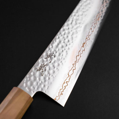 Kiritsuke Gyuto SLD Nickel Tsuchime Kolorierter Damast Olivenholz Griff 210mm Limited Edition-[Musashi]-[Japan-Küchenmesser]