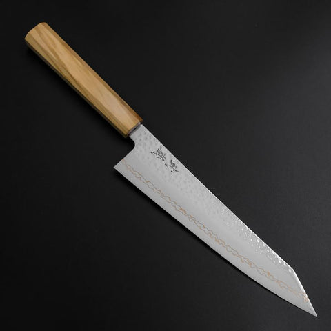 Kiritsuke Gyuto SLD Nickel Tsuchime Kolorierter Damast Olivenholz Griff 210mm Limited Edition-[Musashi]-[Japan-Küchenmesser]
