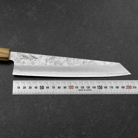 Kiritsuke Gyuto Silver Steel #3 Nashiji Olivenholz Griff 205mm-[Musashi]-[Japan-Küchenmesser]