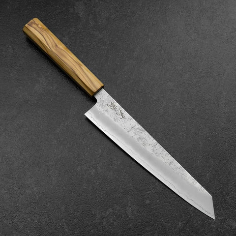 Kiritsuke Gyuto Silver Steel #3 Nashiji Olivenholz Griff 205mm-[Musashi]-[Japan-Küchenmesser]