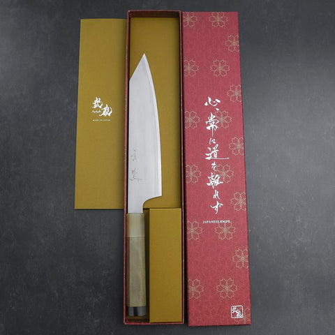 Kiritsuke HAP-40 Poliert Doppelter Büffelhorn-Kappe und Magnolienholz Griff 200mm-[Musashi]-[Japan-Küchenmesser]