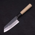Kiritsuke Ko-Santoku White Steel #2 Kurouchi Büffelhorn und Magnolienholz Griff 135mm-[Musashi]-[Japan-Küchenmesser]